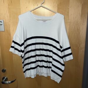 Sincerely Jules White and Black Striped Sweatshirt